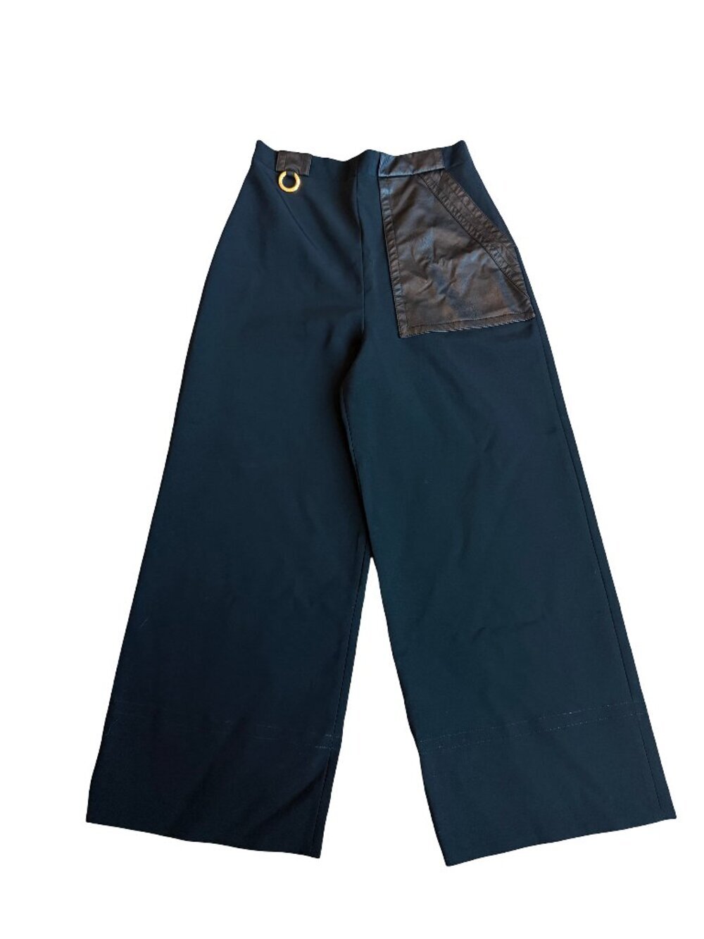 Yigal Azrouel Black Wide Leg Trousers Pants Slacks Cropped Length Size 4 Women's